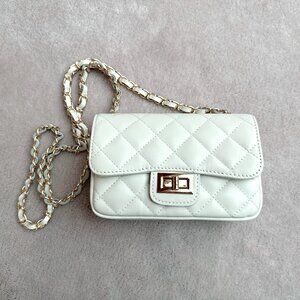 Small Quilted Smooth Leather Bag in Ivory/Cream
